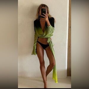 RAT & BOA green semi sheer cypress shirt retail $185